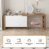 39.4 inch L-Shaped Modern Vanity Set with 4-Drawer Chest