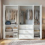 79.3 inch Luxe White Armoire with 8 Doors and 3 Drawers