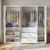 Rena 79.3" Luxe White Armoire with 8 Doors and 3 Drawers