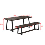 70.9 inch Heavy-Duty Brown Patio Dining Set with Bench