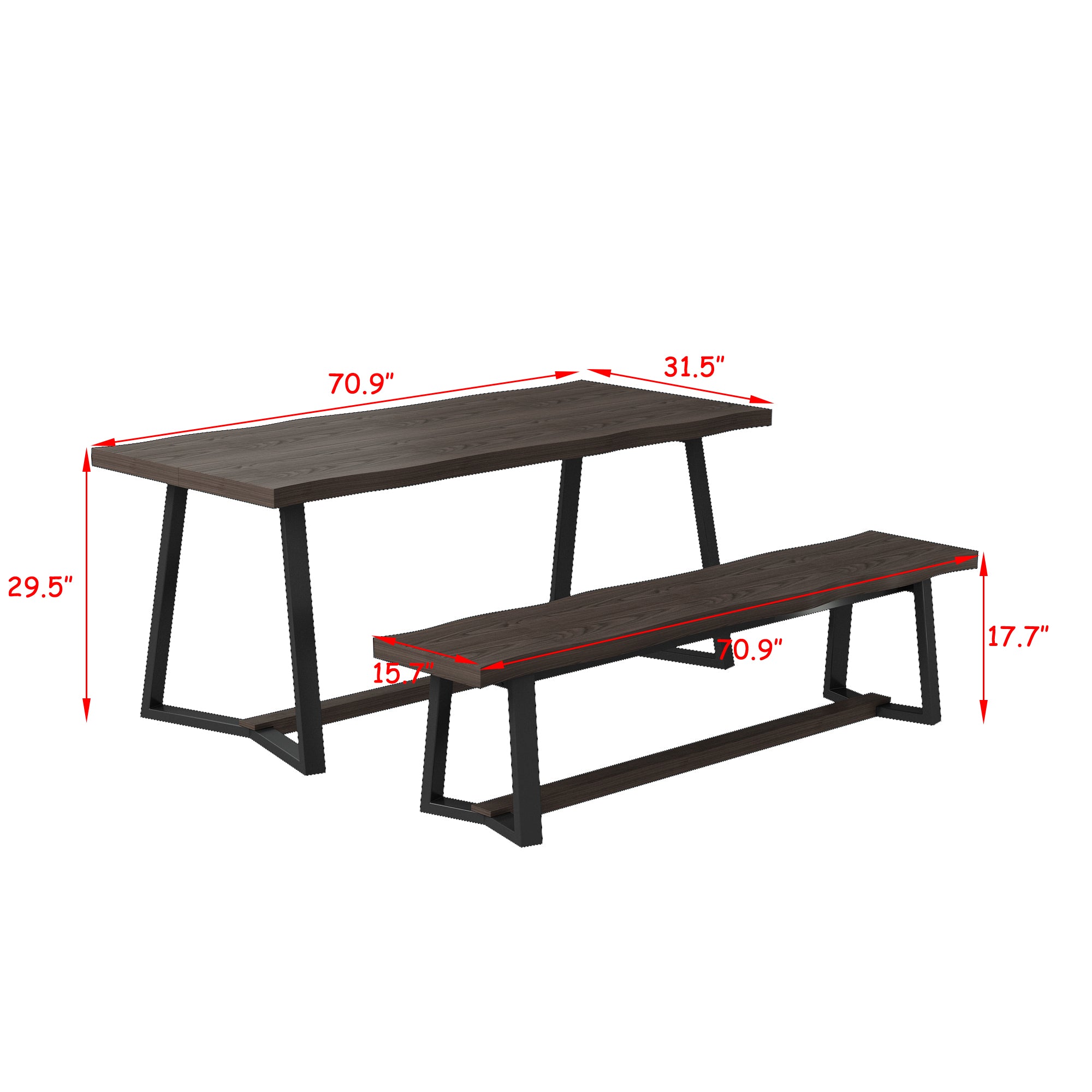 Wood Patio Dining Set with Bench
