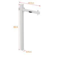 White bracket with measurements on a white background