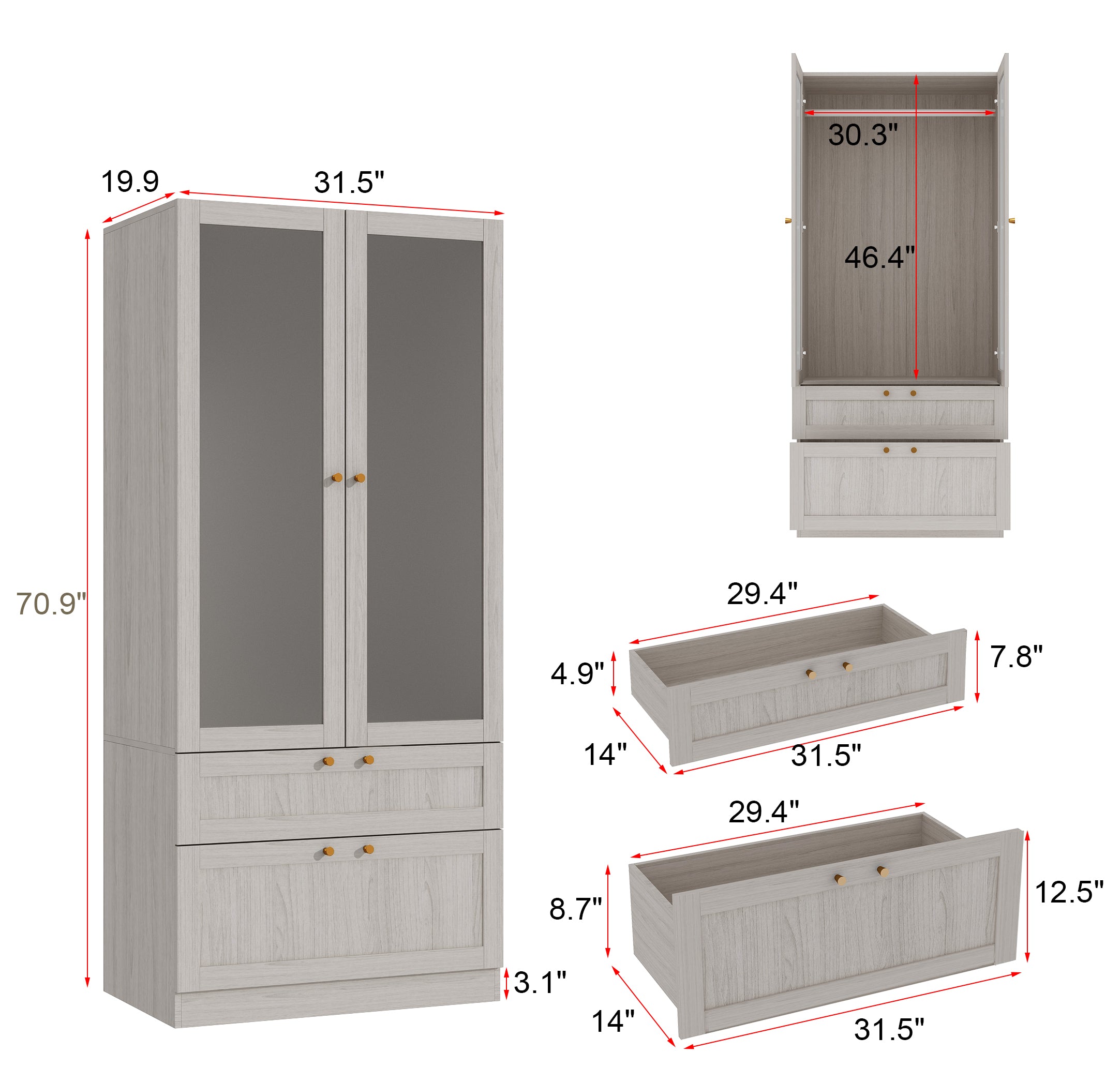 Solid + Manufactured Wood Armoire