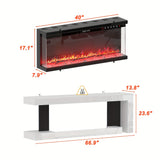 66.9 inches Modern White Electronic Fireplace with TV Stand