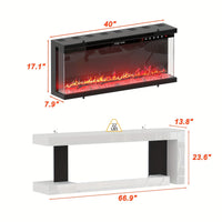 66.9" Modern White Electronic Fireplace with TV Stand