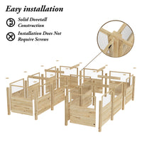 Wooden animal pen with easy installation features on a white background