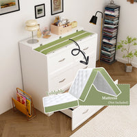 76.8" Modern White Murphy Bed With Power Outlets And Fold-down Panel