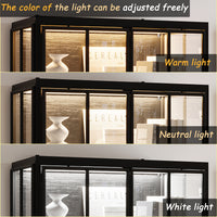 70.9" Black Glass Display Cabinet with LED Lighting