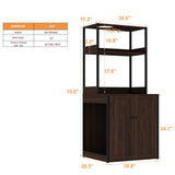 30.8 inches Walnut Wood‑Grain Cat Litter Box Enclosure with Multi‑Level Cat Perch and Storage Shelves