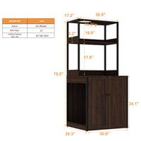 30.8" Walnut Wood‑Grain Cat Litter Box Enclosure with Multi‑Level Cat Perch and Storage Shelves