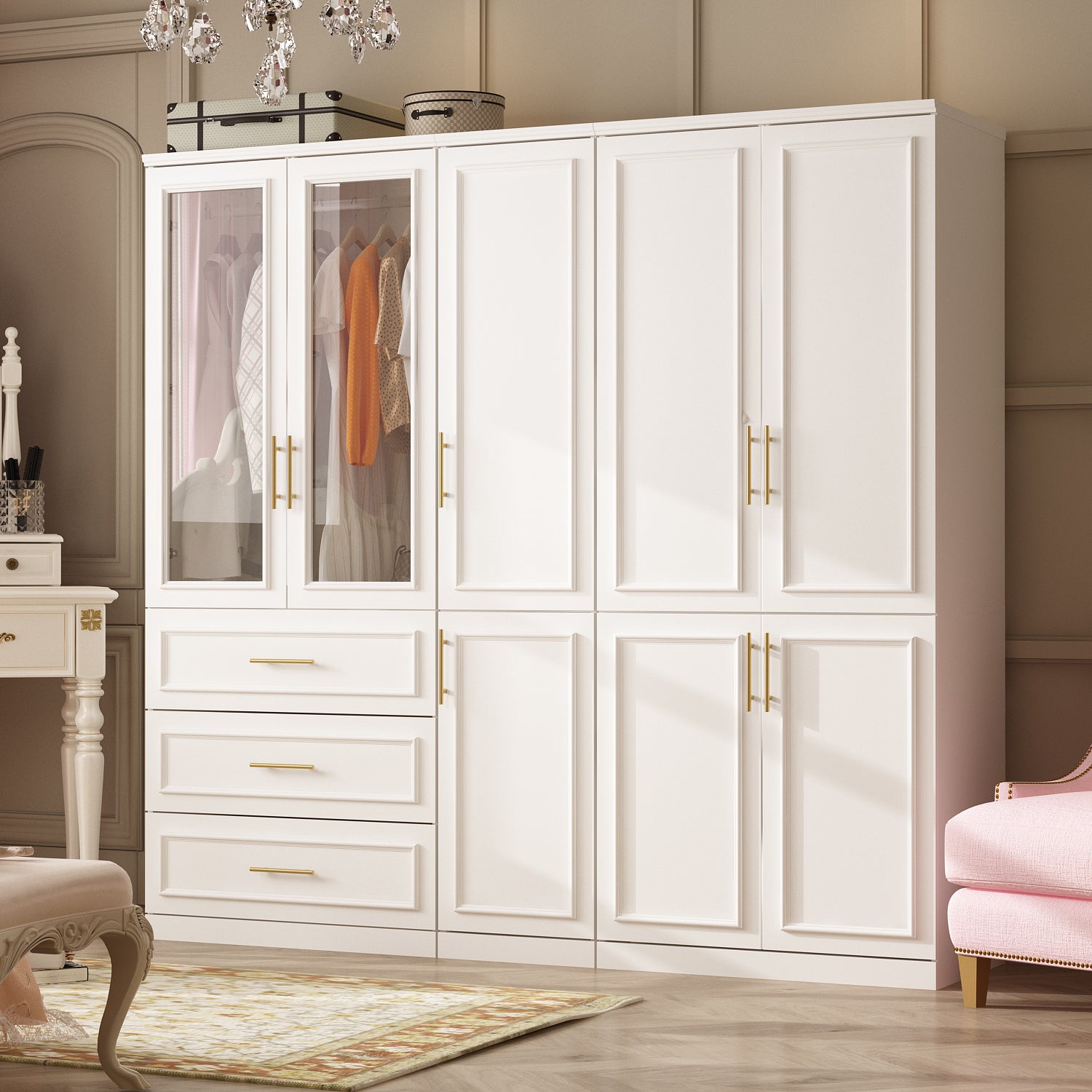 74.9'' H X 79.3'' W Multi-Functional Armoire With Drawers