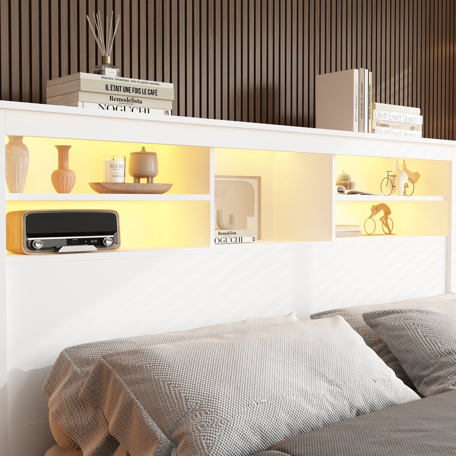 43'' H X 65'' W Queen Bookcase Headboard