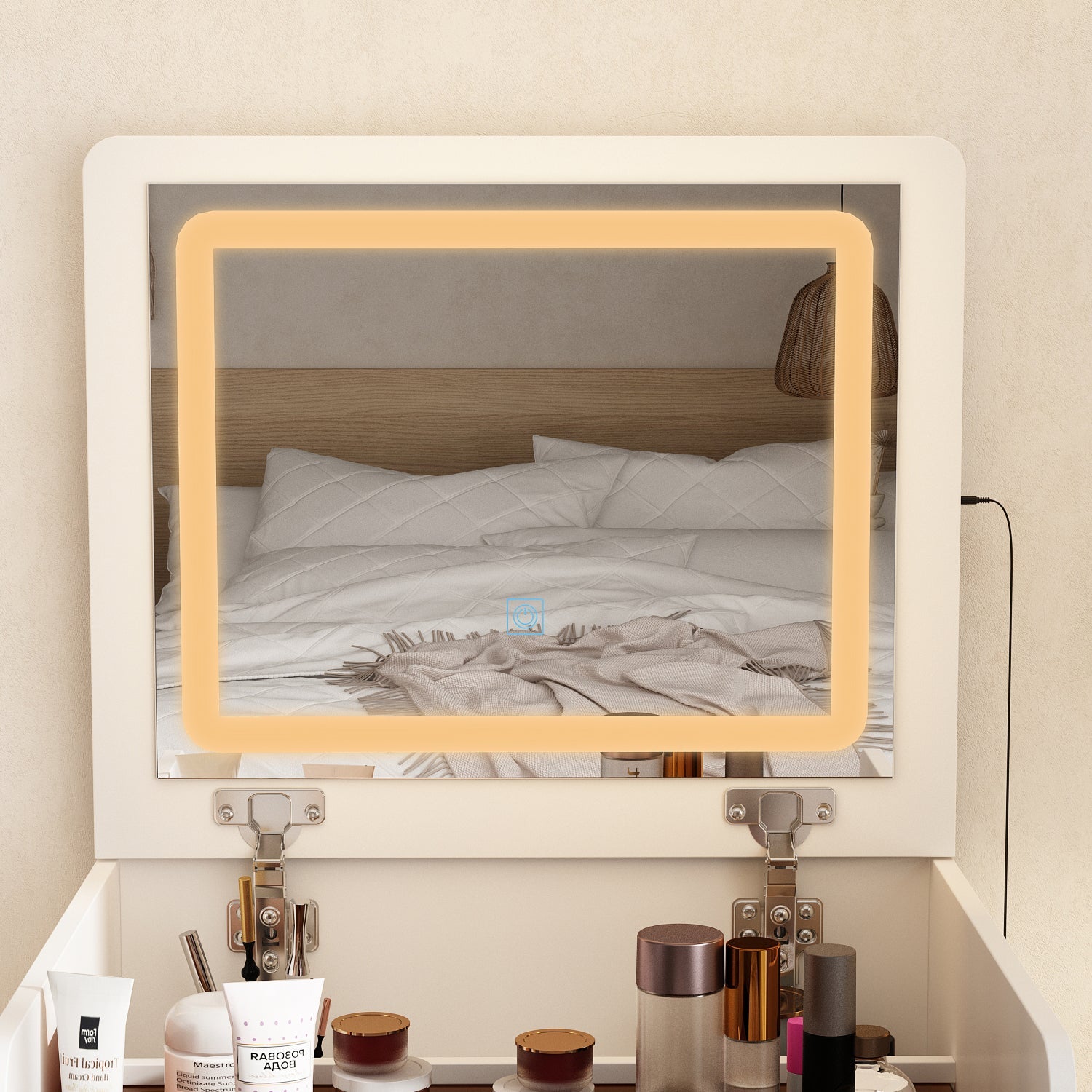 Makeup Vanity Desk with Lights and Flip Mirror