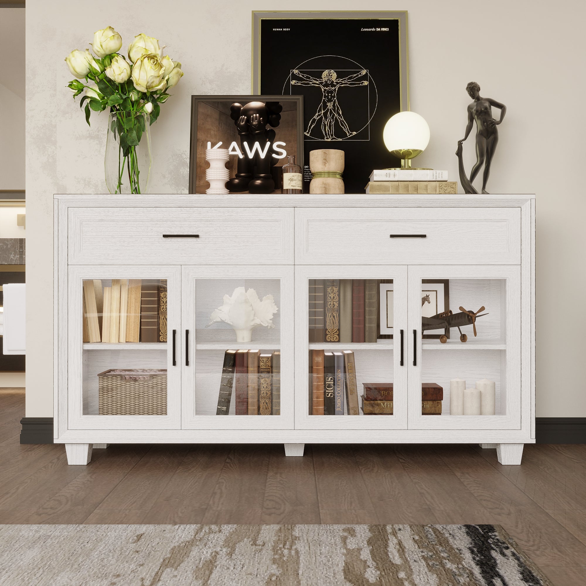 63" W Sideboard Cabinet Buffet Storage Cabinet