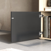92.7" Modern Oak & Black Entertainment Center with Overhead Cabinets