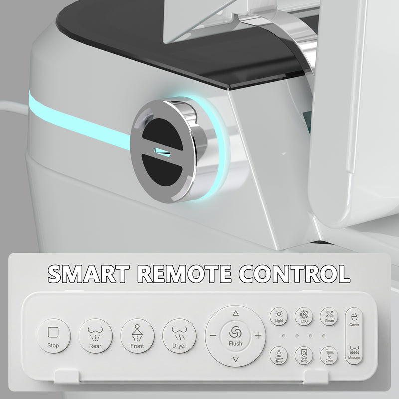 15.9 in. Modern White Smart Toilet with Heated Seat, Warm Dryer, Remote Control and Multiple Wash Modes