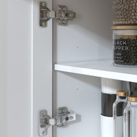 63" Modern White Kitchen Pantry Cabinet with 8 Doors, 2 Drawers & Large Central Worktop