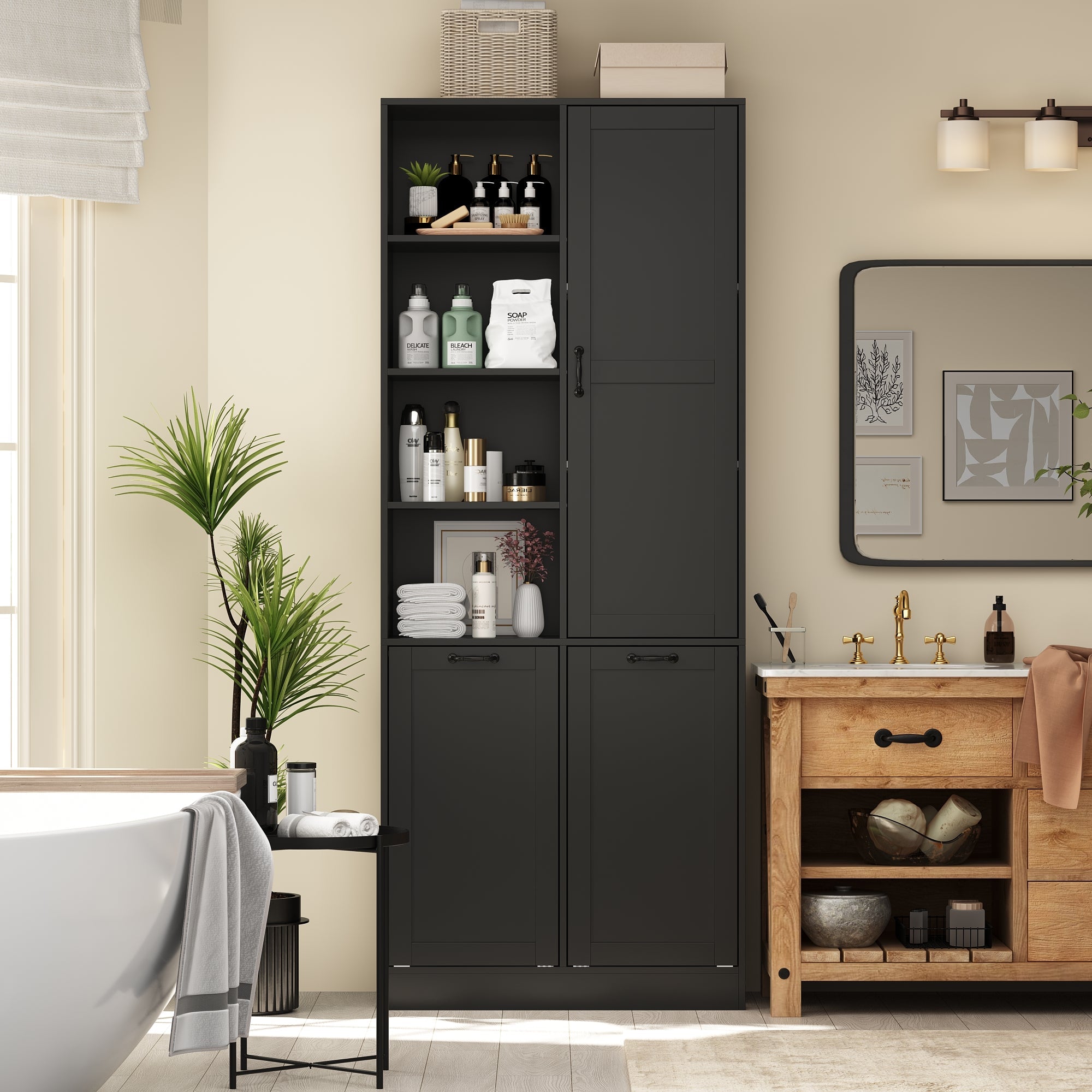 Elegent Bathroom Cabinet With White Finish