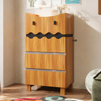 23.6" Playful Brown Monster-Themed Storage Cabinet with 4 Drawers