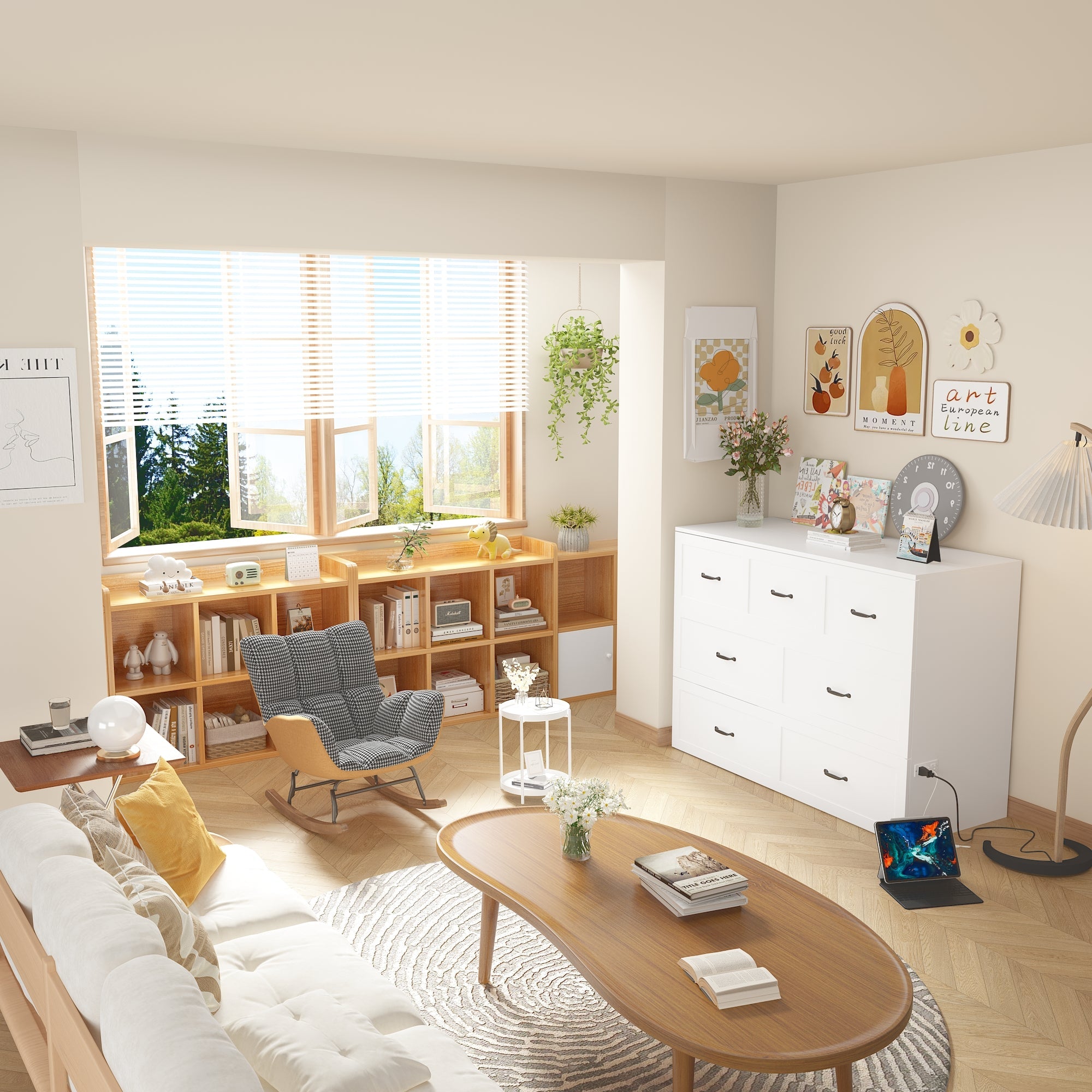 61.8'' W Detravious Fold Out Bed With Power Outlets