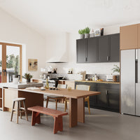 63" Modern Matte Black Kitchen Cabinet Set with 5 Drawers and 6 Doors