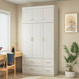 Wardrobe Heavy Duty Clothes Closet Storage Cabinet Armoire with Metal Handles for Small Living