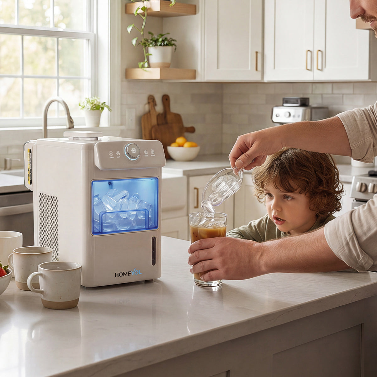 Homevol EVO1 Corded & Battery Powered Ice Maker with Self-Cleaning