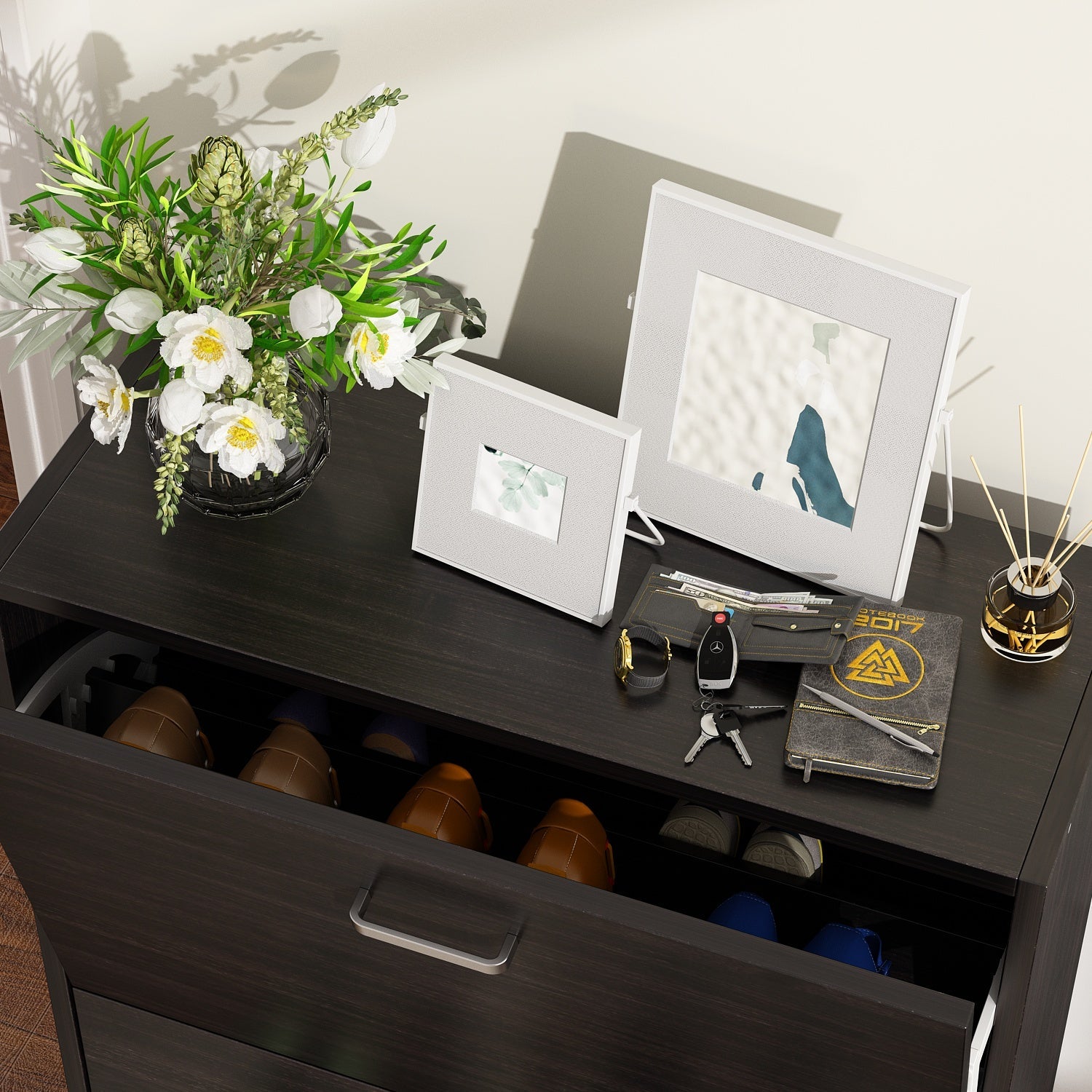 Shoe Cabinet with 3 Flip Drawers for Entryway Freestanding Shoe Rack Storage Organizer