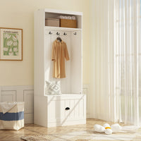 Hall Tree Shelf Rack Shoe Storage Coat Organizer Cabinet for Entryway in Combination