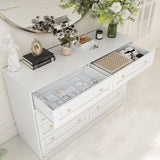95 inches Modern Glam White Dresser and Vanity With Lights And Versatile Storage