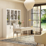 63 inches Classic White Large Display Cabinet Corner Shelf Storage Organizer Bookshelf in Combination