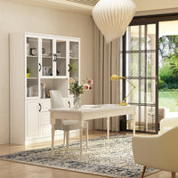 Vila 63" White Display Cabinet & Bookcase with Open Shelf and 3 Drawers