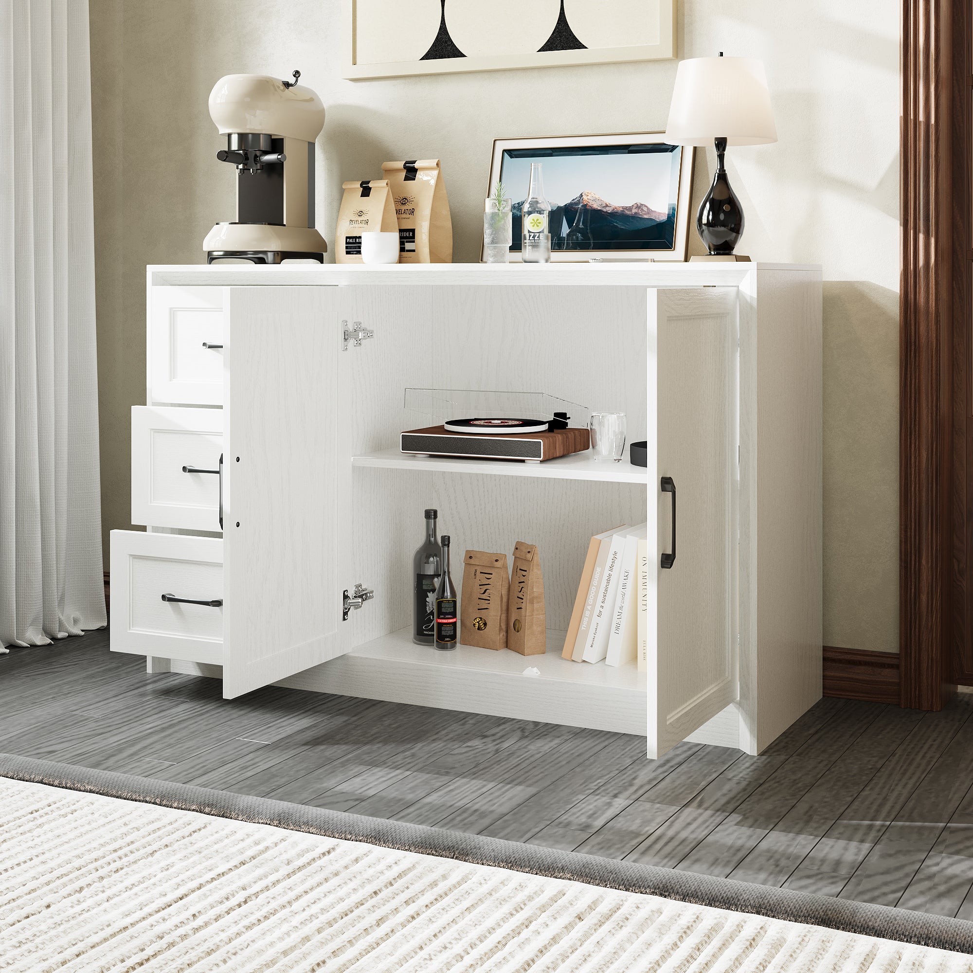3-Drawer & 2-Door Accent Cabinet Storage Solution For Entryway, Living Room & Bedroom