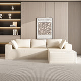 106" Contemporary L-shaped Upholstered Arm Sofa Chaise with Two Pillows
