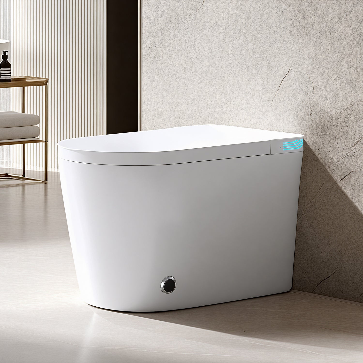 White smart toilet with ambient light