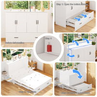 55.9" Modern White Murphy Bed With Nightstands And Fold-down Panel