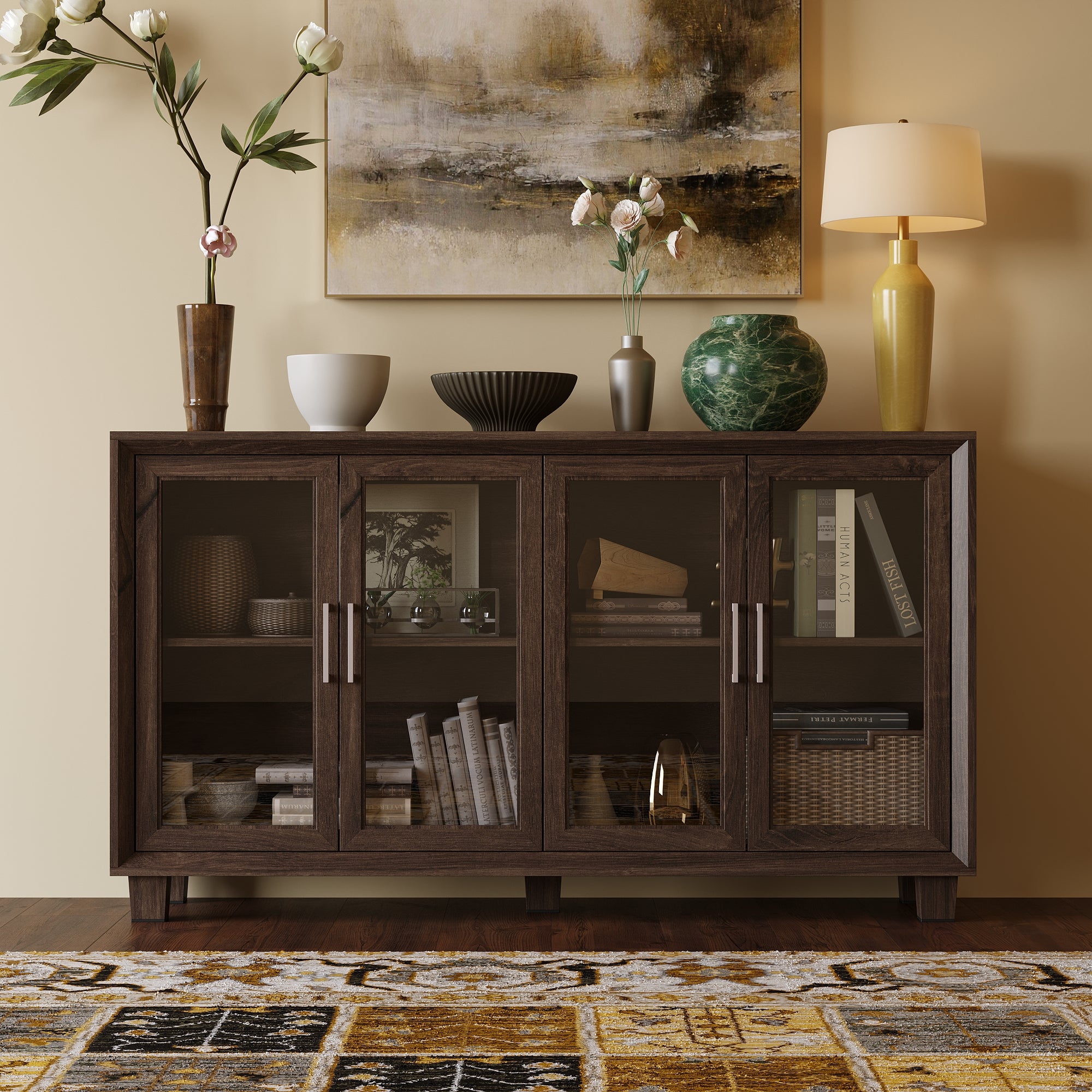 Accent Cabinet With Tempered Glass Door