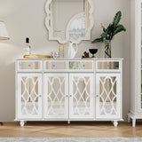 55.1 inch Mirrored Door Sideboard with 3 Drawers