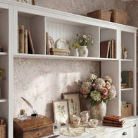 88.5" White 4-Piece Modular Entertainment Wall Unit with Writing Desk, Open Bookcase Shelves & Closed Storage Cabinets