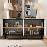 63" Modern Minimalist White 4-Door Storage Cabinet for Living Room and Entryway