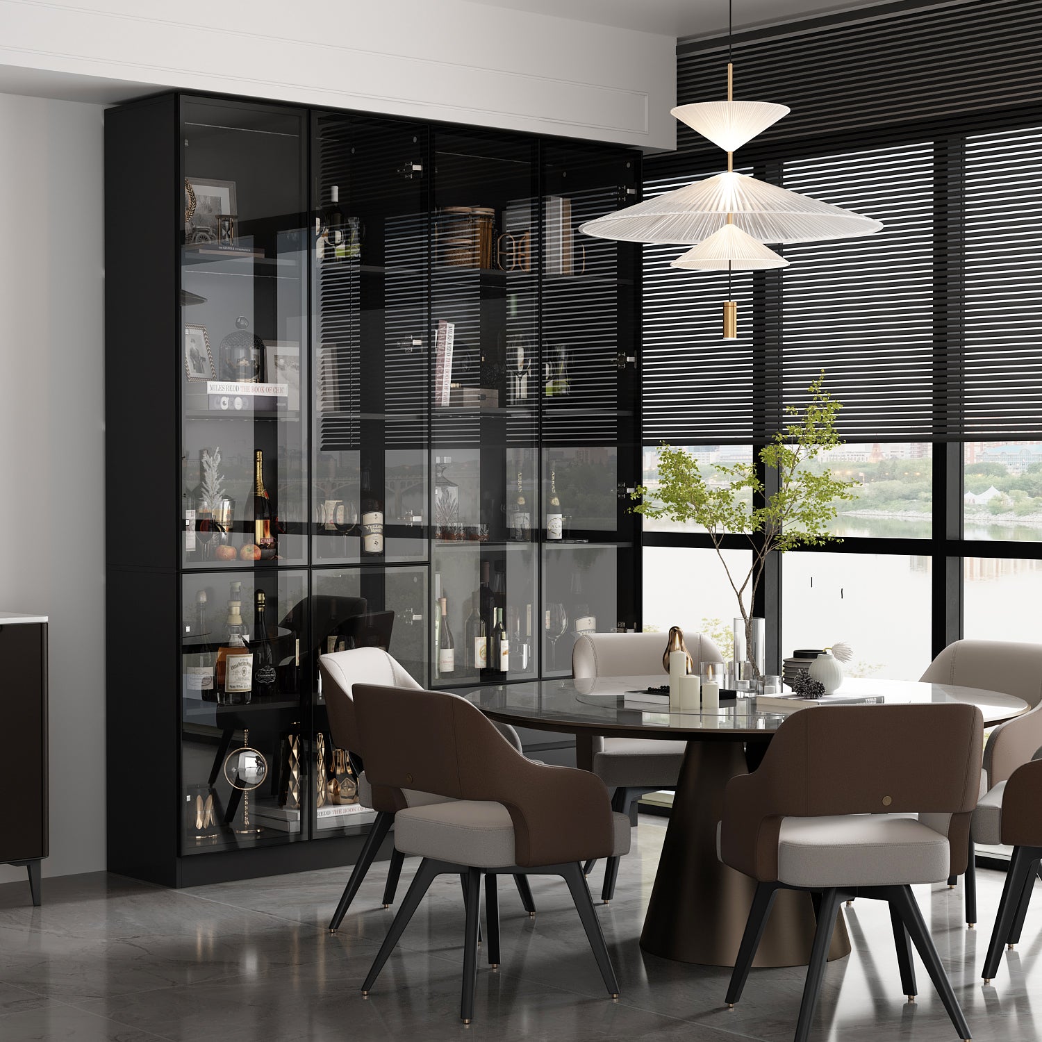 78.7'' H x 63'' W Bookcase with Glass Doors & 3-Color Changing Lights