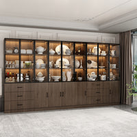 Geyma 141.7" Extra Wide Display Cabinet with 6 Drawers and LED Lights