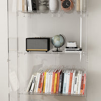 27.6" Modern Black Transparent Display Bookcase With Glass Swing Doors And Lock