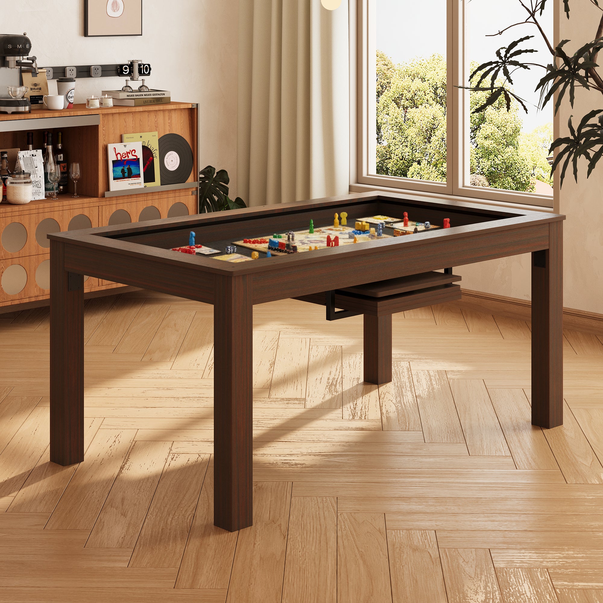 Brown Convertible Gaming and Dining Table