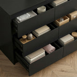 63 inches Modern Minimalist White/Black Wide Buffet Cabinet Triple Dresser Storage Sideboard with 9 Drawers