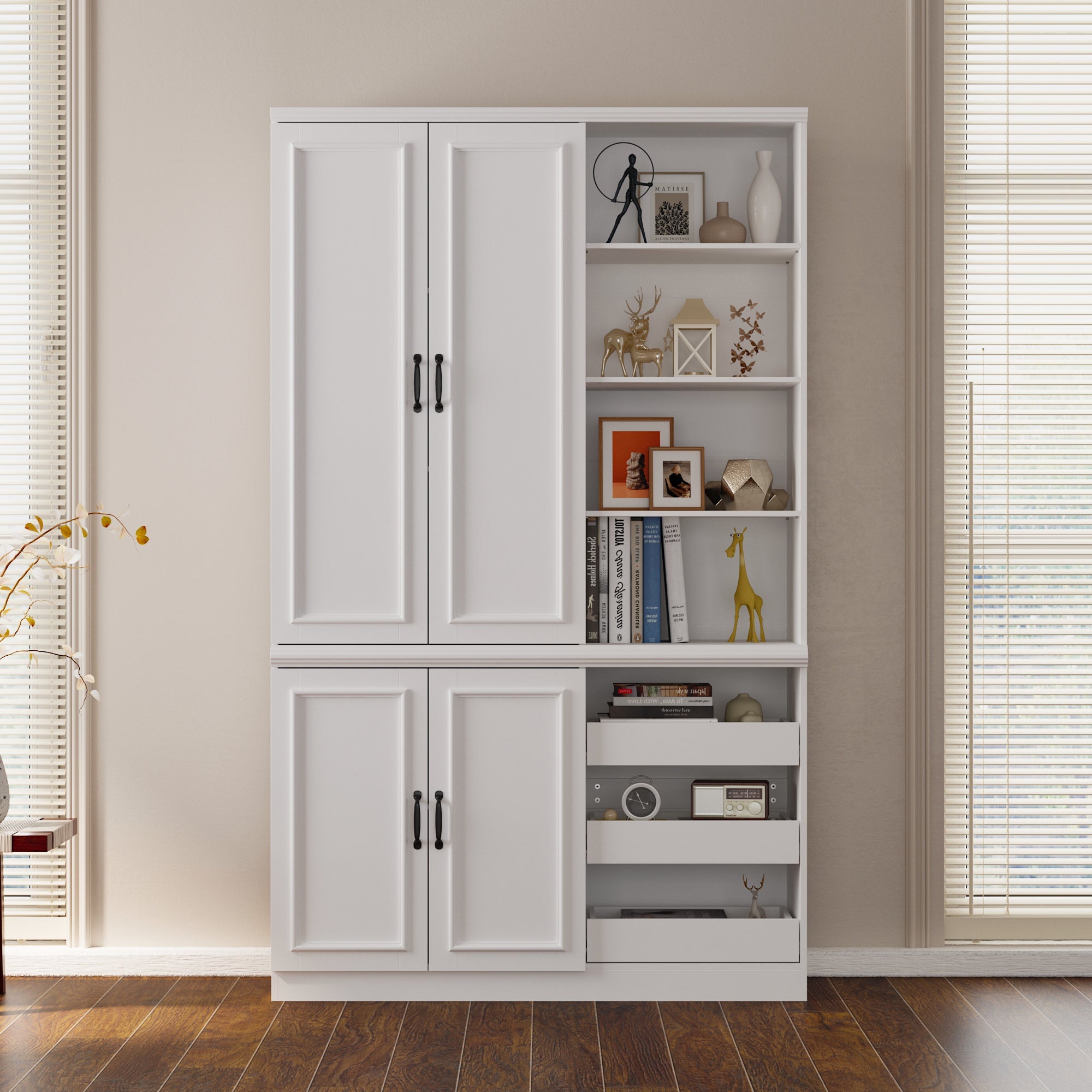 47.2 '' W X 78.7'' H Office Storage Cabinet With 3 Open Drawers