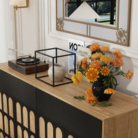59" Mid-century Black Sideboard with 2 Drawers and 4 Doors