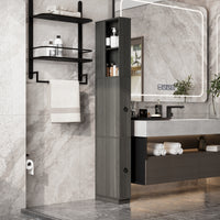 6.7" Slim White Narrow Bathroom Storage Cabinet with Shelves & 2 Drawers