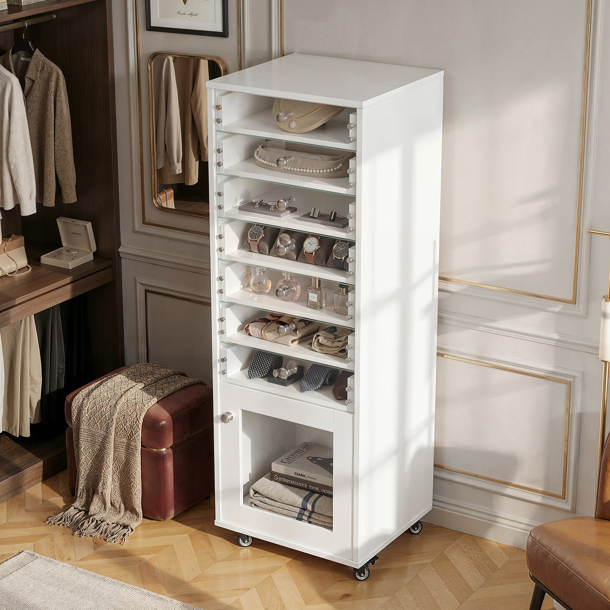 Modern Jewelry Cabinet with 7 Drawers 