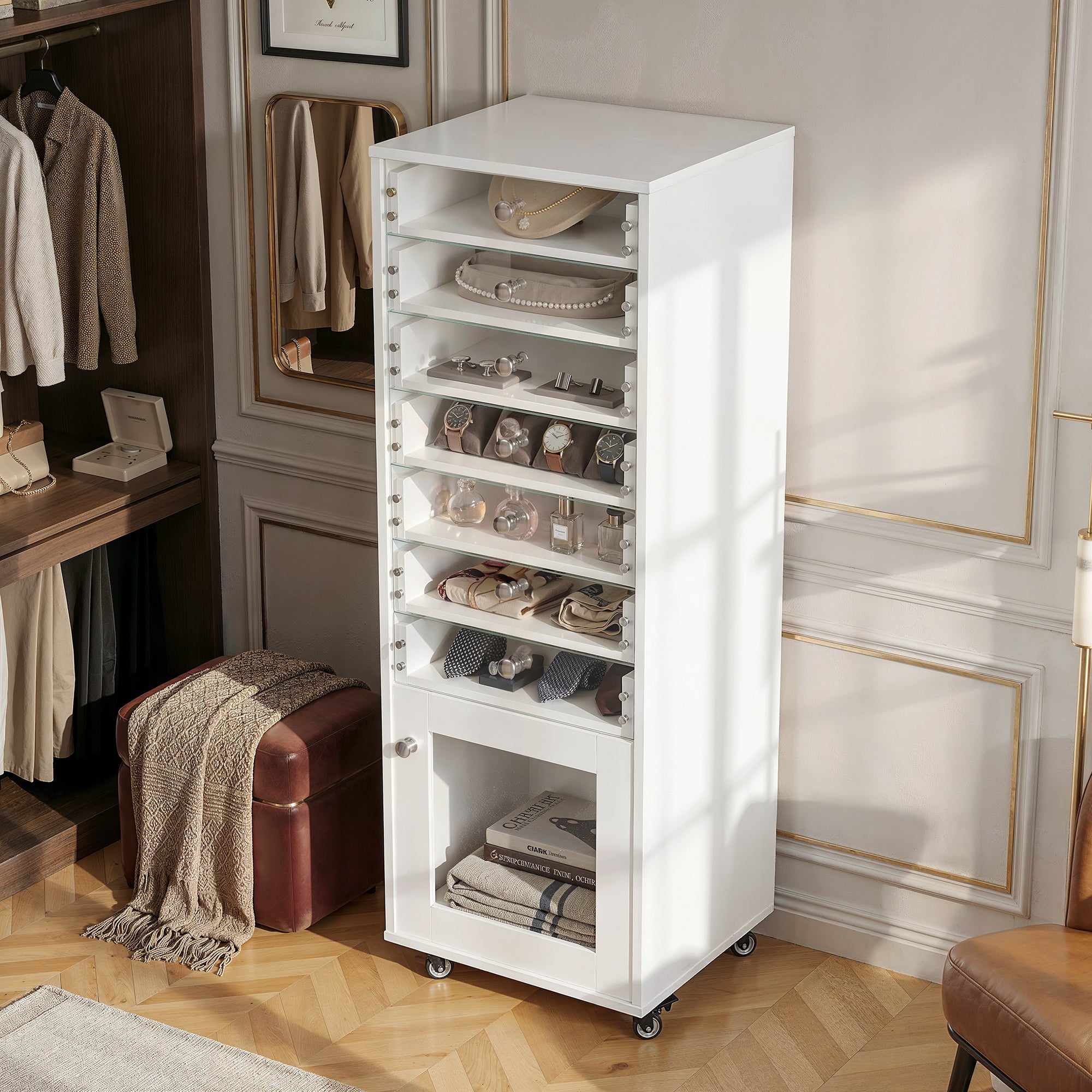 Modern Jewelry Cabinet with 7 Drawers 
